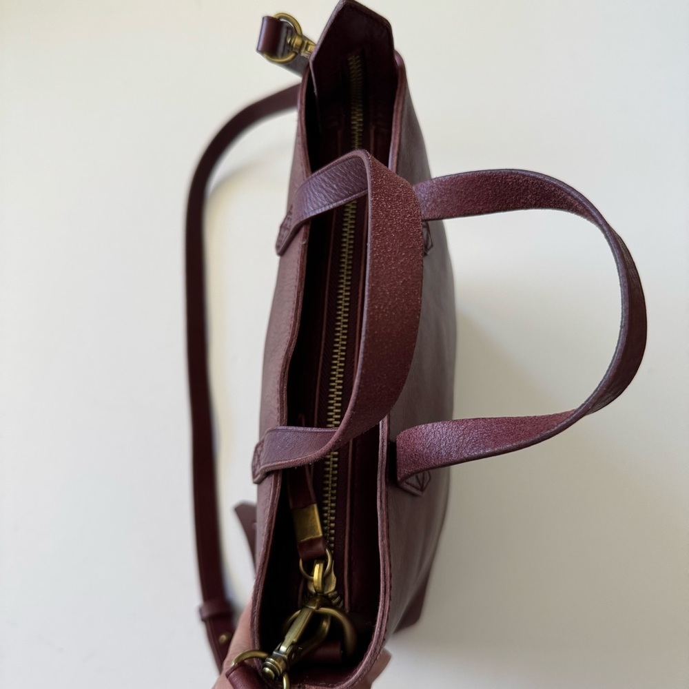 Madewell The Zip Top Transport Crossbody in Burgundy Red Leather - Picture 8 of 15